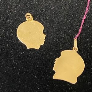 Boy or girl 14kt yellow gold charms. Wear on a necklace or charm bracelet.